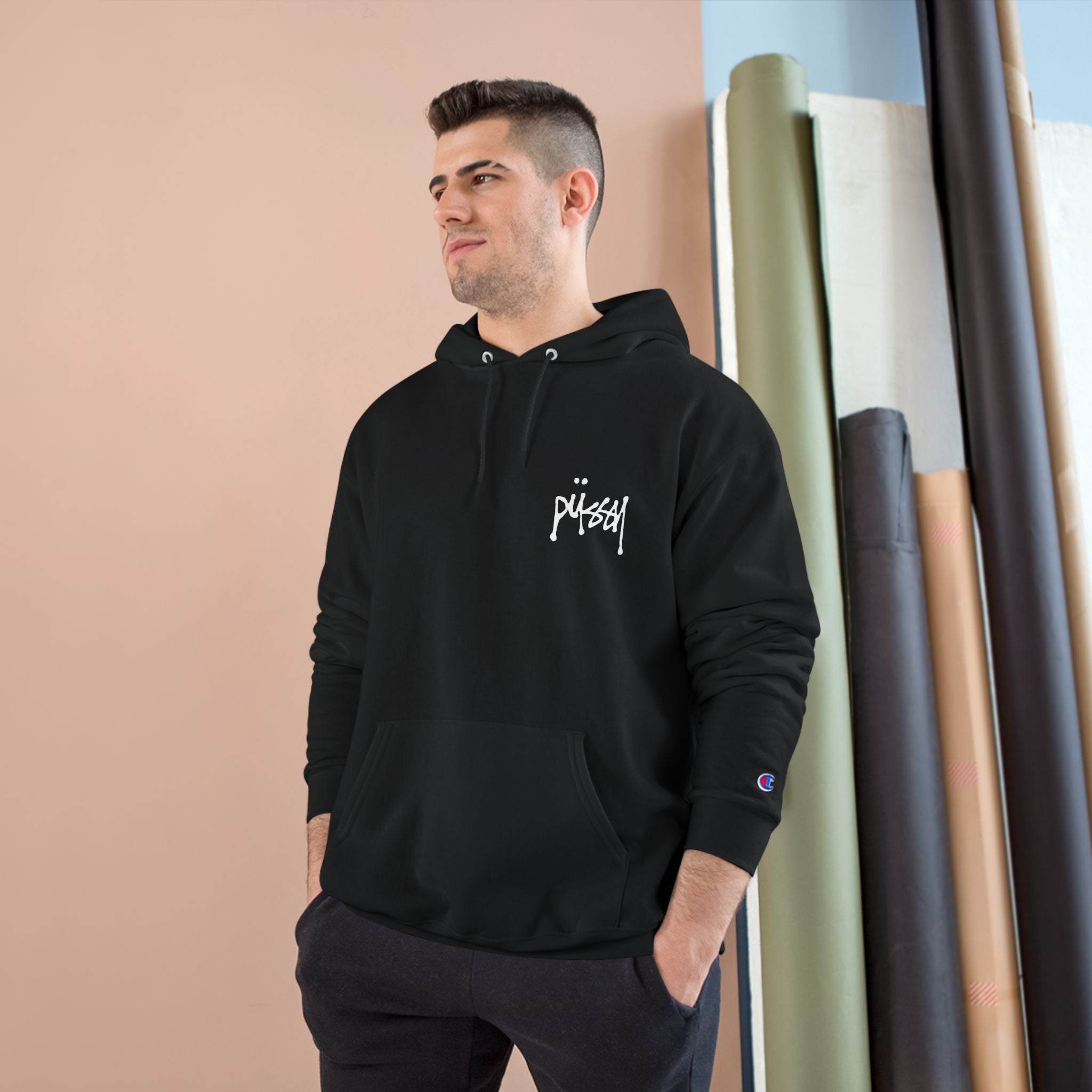 Pussy Champion black hoodie