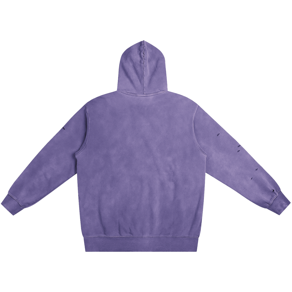 Distressed purple hoodie